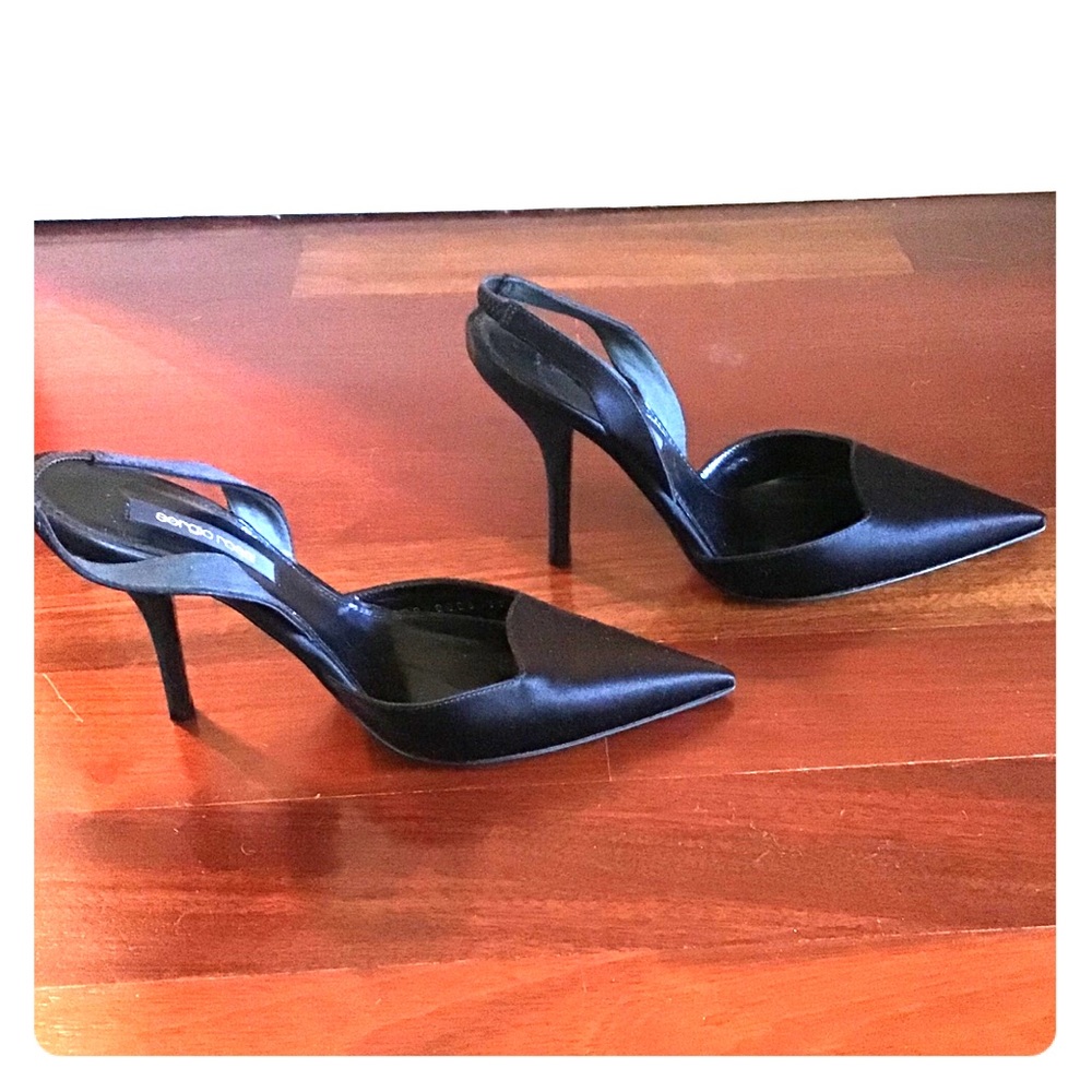Sergio Rossi Black Satin Pumps